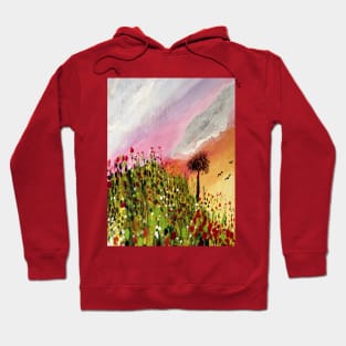 Hand Painted Watercolour of Wildflowers Inspired by the Devon Countryside Hoodie